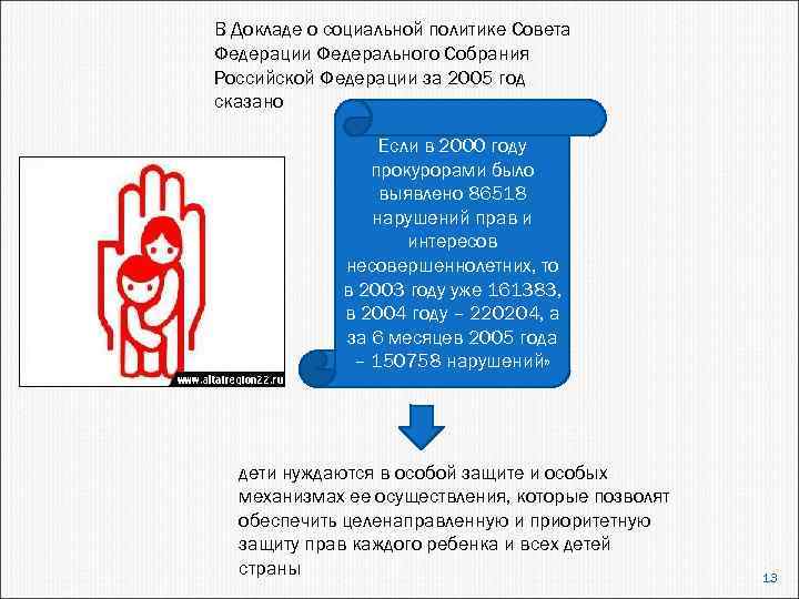 В Докладе о социальной политике Совета Федерации Федерального Собрания Российской Федерации за 2005 год