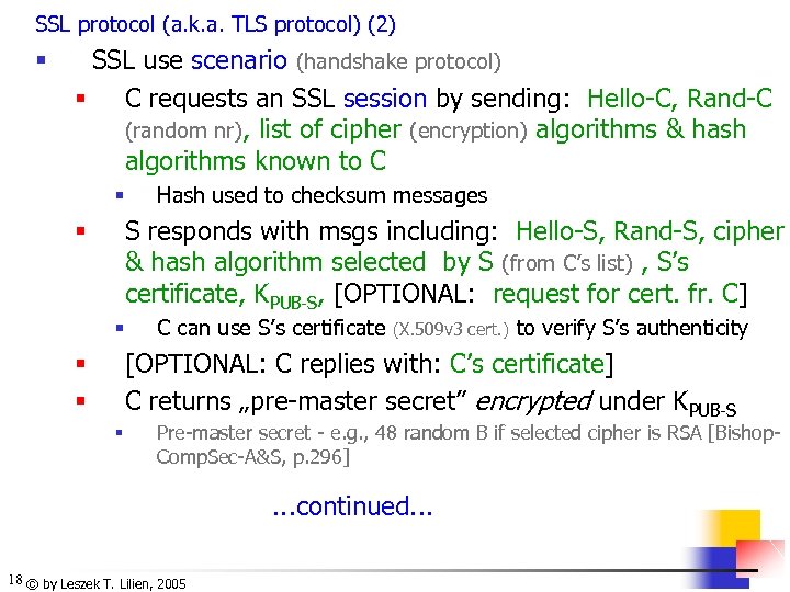 SSL protocol (a. k. a. TLS protocol) (2) § SSL use scenario (handshake protocol)