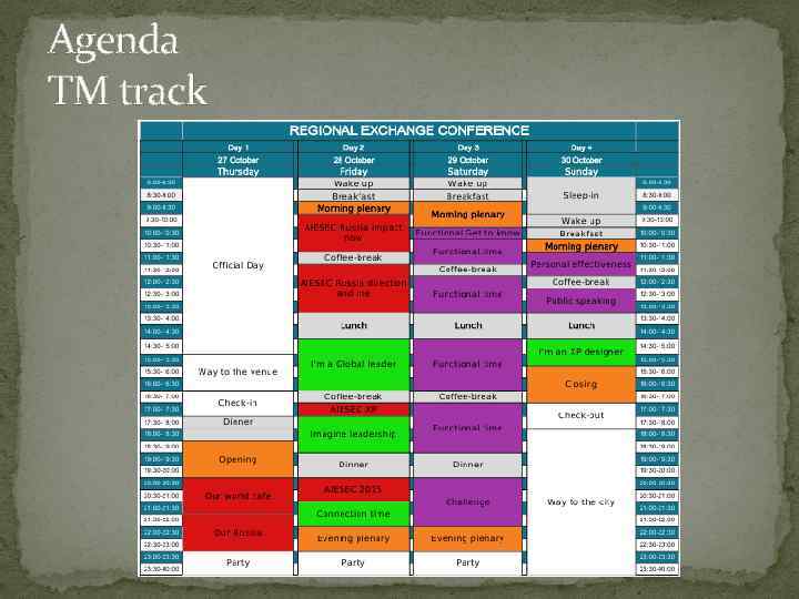 Agenda TM track 