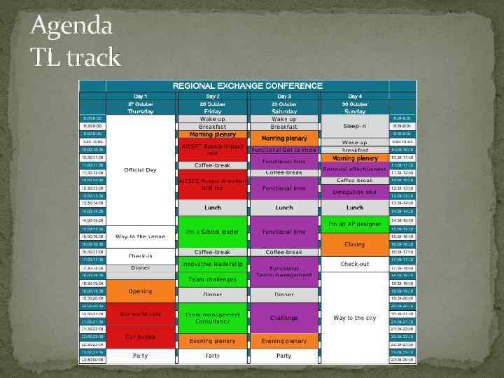 Agenda TL track 