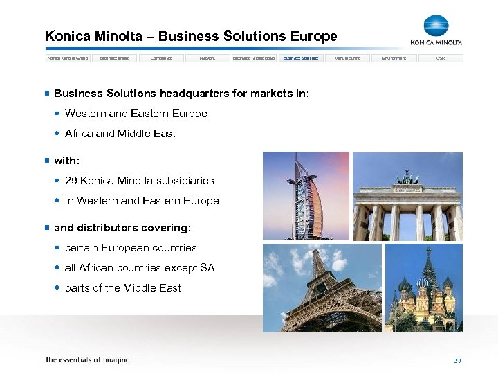 Konica Minolta – Business Solutions Europe Konica Minolta Group Business areas Companies Network Business