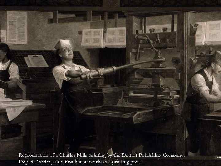 Reproduction of a Charles Mills painting by the Detroit Publishing Company. Depicts W: Benjamin
