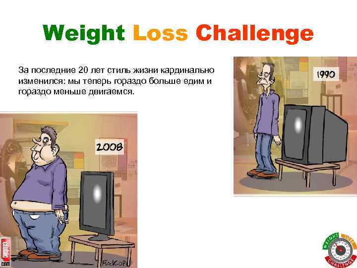 Weight Loss Challenge За последние 20 лет стиль жизни кардинально изменился: мы теперь гораздо