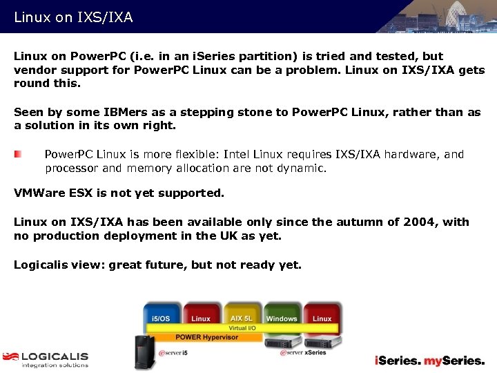 Linux on IXS/IXA Linux on Power. PC (i. e. in an i. Series partition)