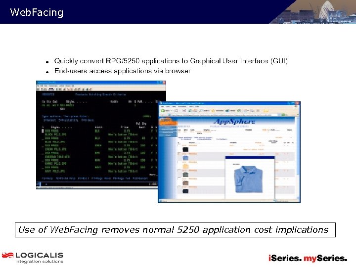 Web. Facing Use of Web. Facing removes normal 5250 application cost implications 