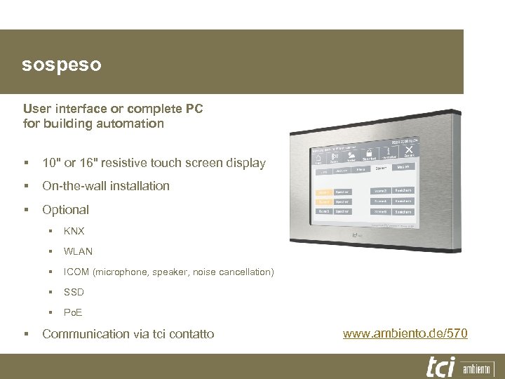 Produktfamilie sospeso User interface or complete PC for building automation § 10" or 16"