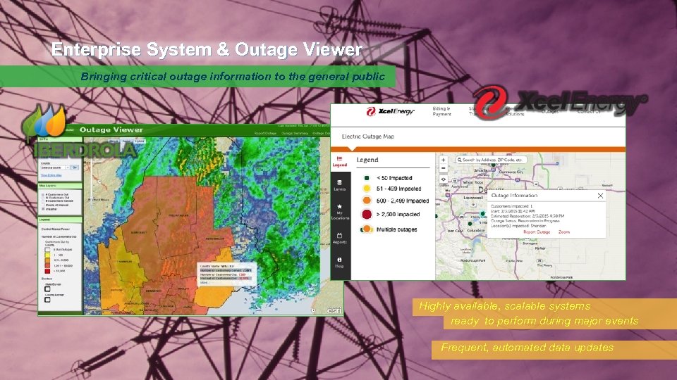 Enterprise System & Outage Viewer Bringing critical outage information to the general public Highly