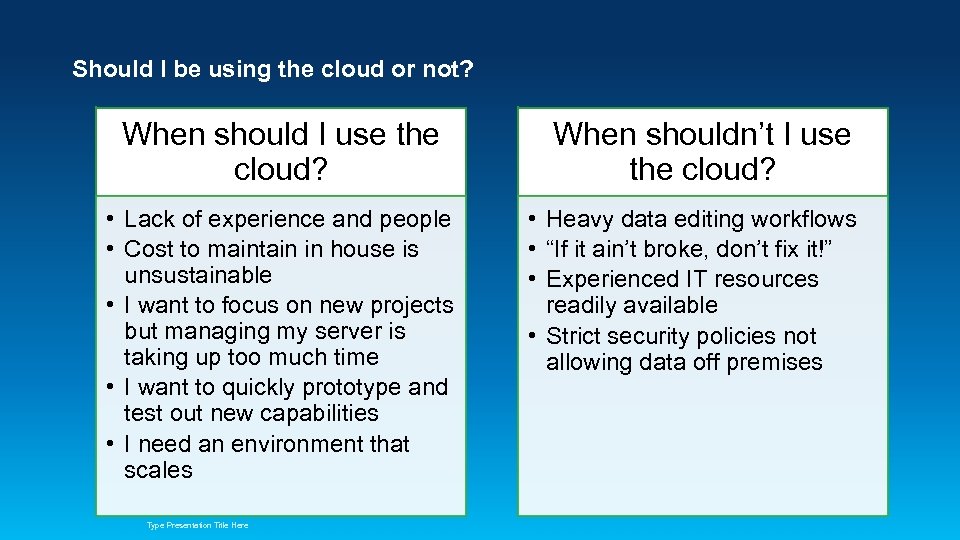 Should I be using the cloud or not? When should I use the cloud?