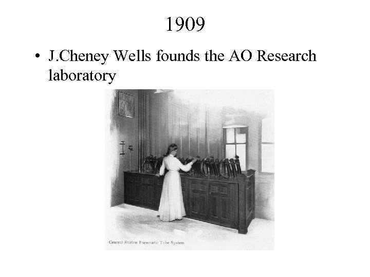 1909 • J. Cheney Wells founds the AO Research laboratory 