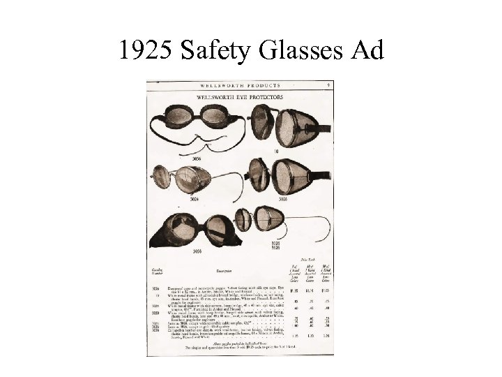 1925 Safety Glasses Ad 