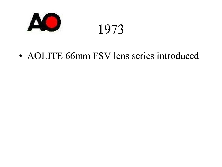 1973 • AOLITE 66 mm FSV lens series introduced 