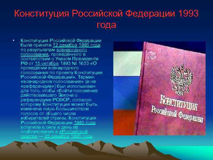 В 1993 году в российской федерации было проведено всенародное голосование по принятию проекта