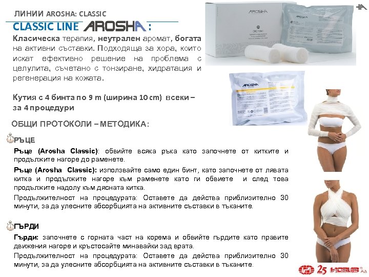 ЛИНИИ AROSHA: CLASSIC LINE : Класическа терапия, неутрален аромат, богата на активни съставки. Подходяща