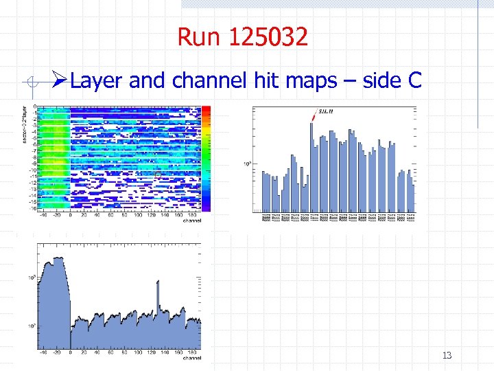 Run 125032 ØLayer and channel hit maps – side C 13 