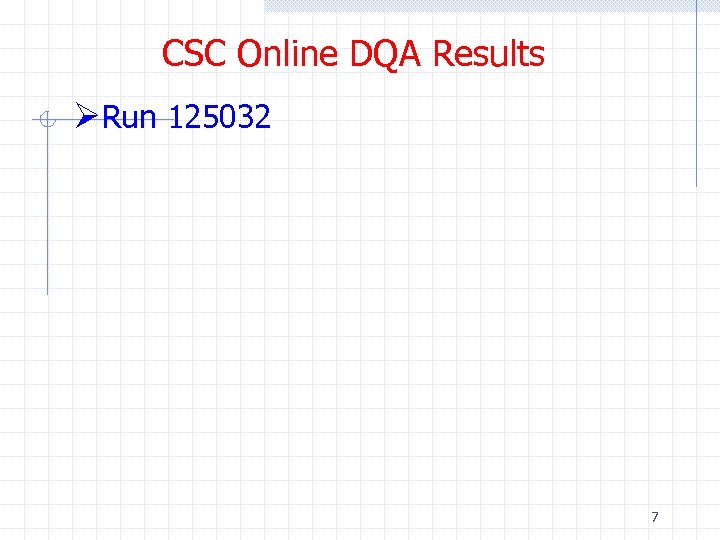 CSC Online DQA Results ØRun 125032 7 