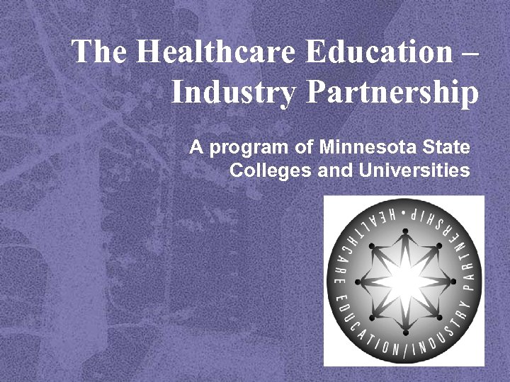 The Healthcare Education – Industry Partnership A program of Minnesota State Colleges and Universities