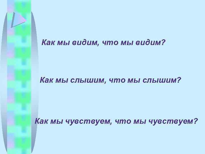 Как мы видим, что мы видим? Как мы слышим, что мы слышим? Как мы