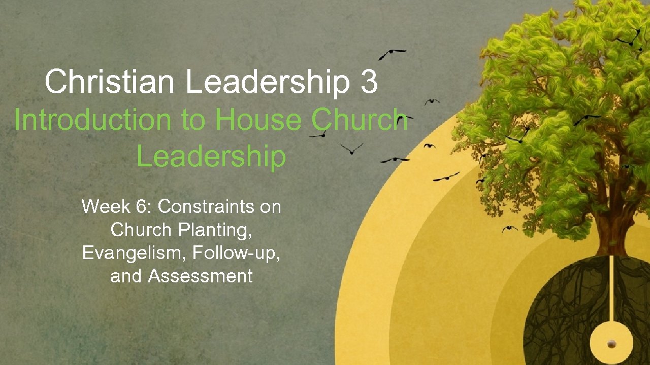 Christian Leadership 3 Introduction to House Church Leadership Week 6: Constraints on Church Planting,