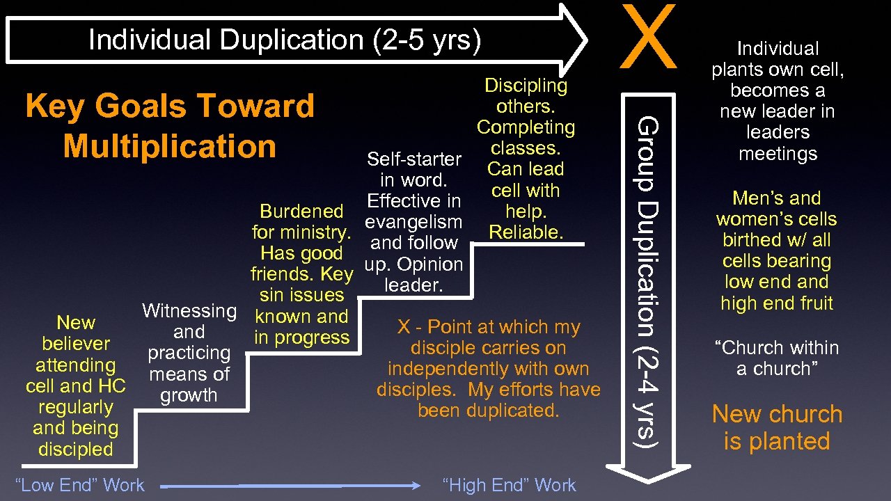 Individual Duplication (2 -5 yrs) Key Goals Toward Multiplication “Low End” Work “High End”