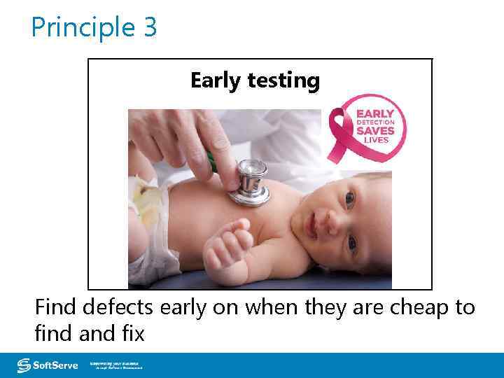 Principle 3 Early testing Find defects early on when they are cheap to find