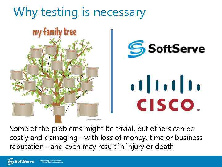 Why testing is necessary Some of the problems might be trivial, but others can