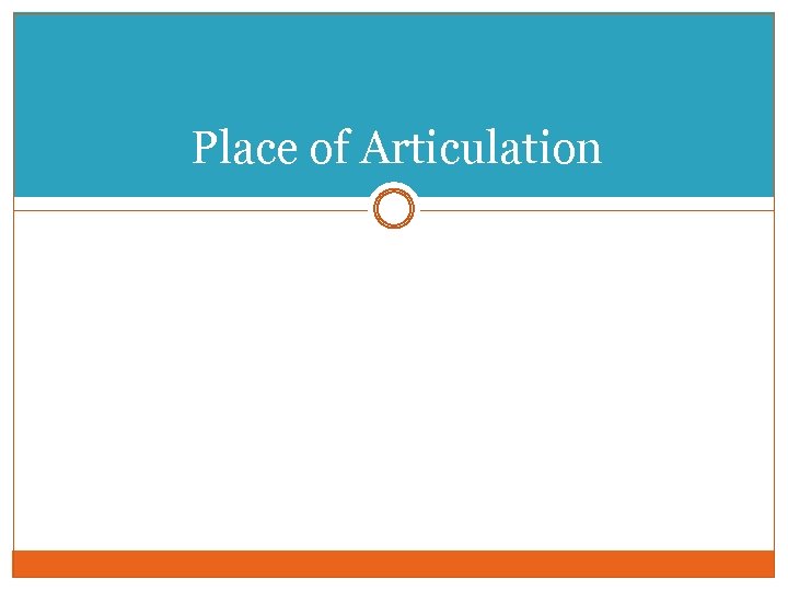 Place of Articulation 