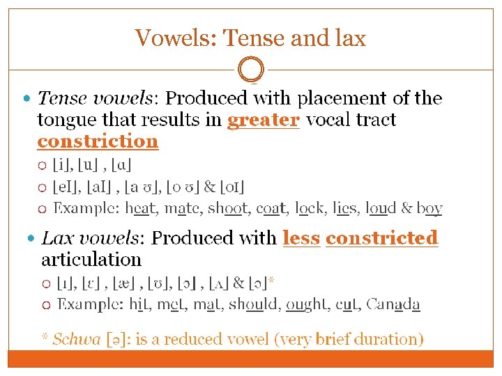 Vowels: Tense and lax 
