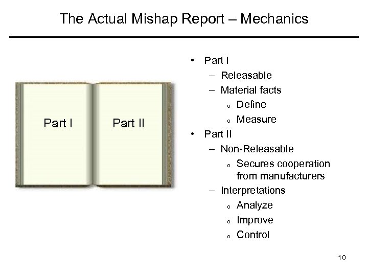 The Actual Mishap Report – Mechanics Part II • Part I – Releasable –