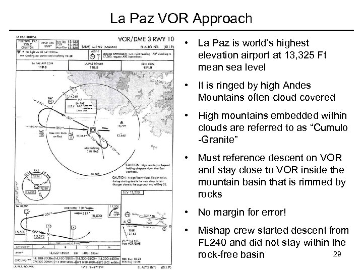 La Paz VOR Approach • La Paz is world’s highest elevation airport at 13,