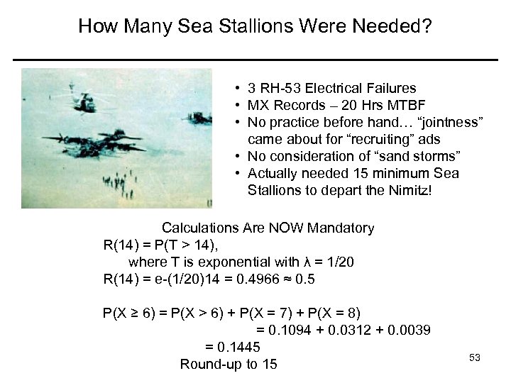 How Many Sea Stallions Were Needed? • 3 RH-53 Electrical Failures • MX Records