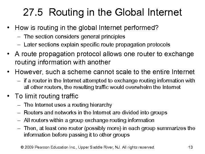 27. 5 Routing in the Global Internet • How is routing in the global