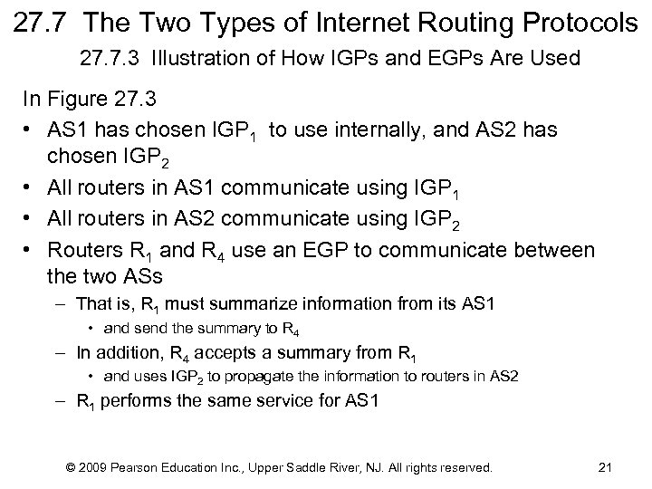 27. 7 The Two Types of Internet Routing Protocols 27. 7. 3 Illustration of