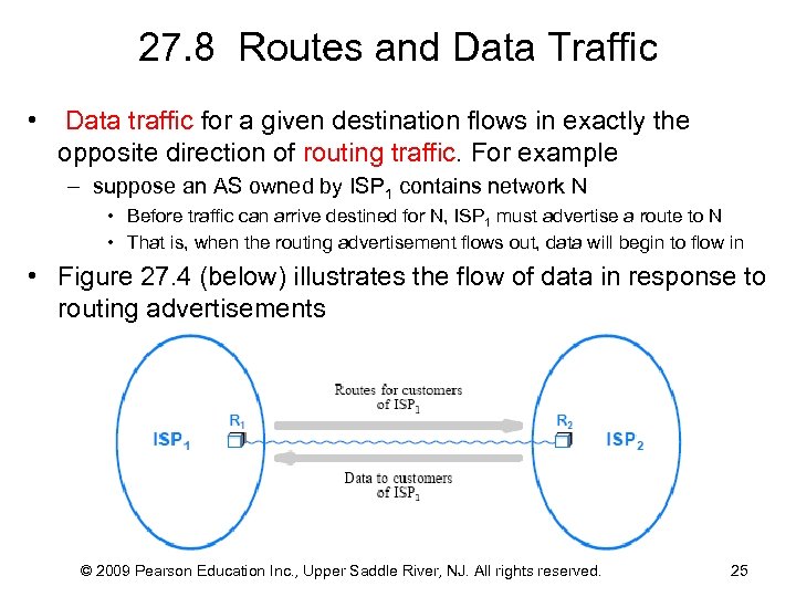 27. 8 Routes and Data Traffic • Data traffic for a given destination flows