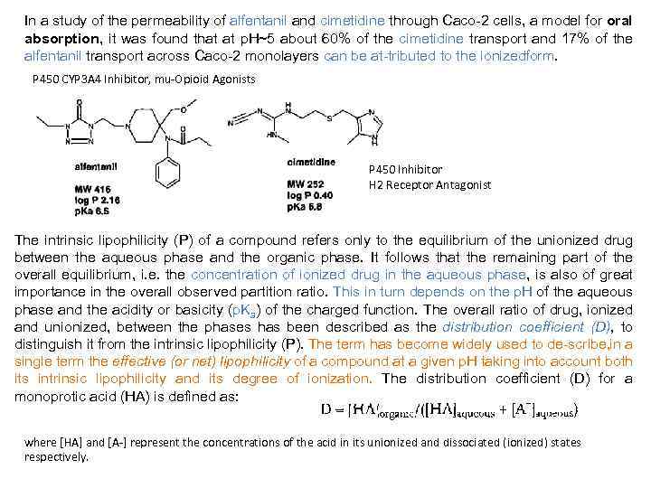 In a study of the permeability of alfentanil and cimetidine through Caco 2 cells,