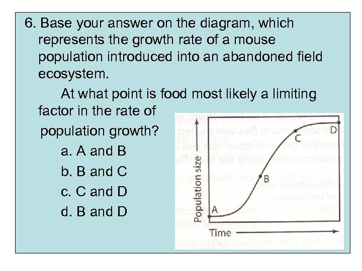 6. Base your answer on the diagram, which represents the growth rate of a