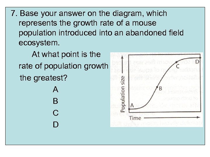 7. Base your answer on the diagram, which represents the growth rate of a