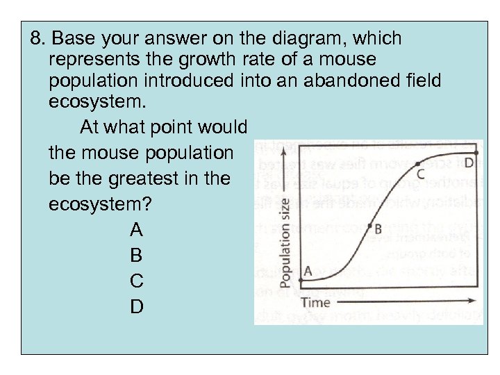 8. Base your answer on the diagram, which represents the growth rate of a