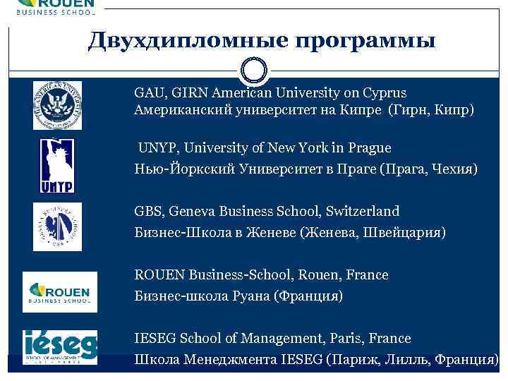  Двухдипломные программы GAU, GIRN American University on Cyprus Американский университет на Кипре (Гирн,