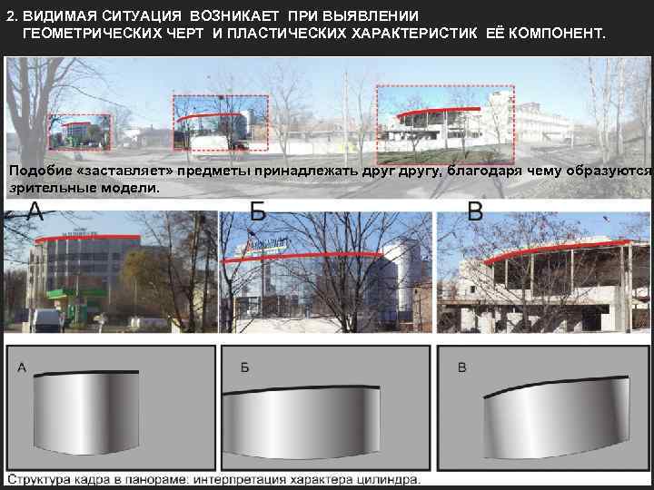 2. ВИДИМАЯ СИТУАЦИЯ ВОЗНИКАЕТ ПРИ ВЫЯВЛЕНИИ ГЕОМЕТРИЧЕСКИХ ЧЕРТ И ПЛАСТИЧЕСКИХ ХАРАКТЕРИСТИК ЕЁ КОМПОНЕНТ. Подобие