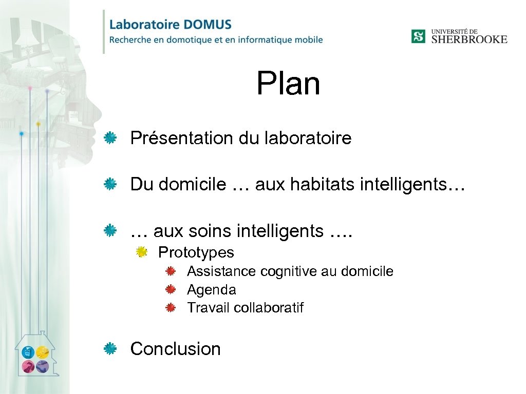Plan Présentation du laboratoire Du domicile … aux habitats intelligents… … aux soins intelligents