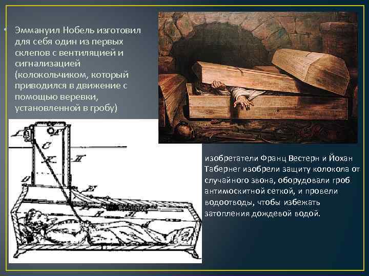 • Эммануил Нобель изготовил для себя один из первых склепов с вентиляцией и