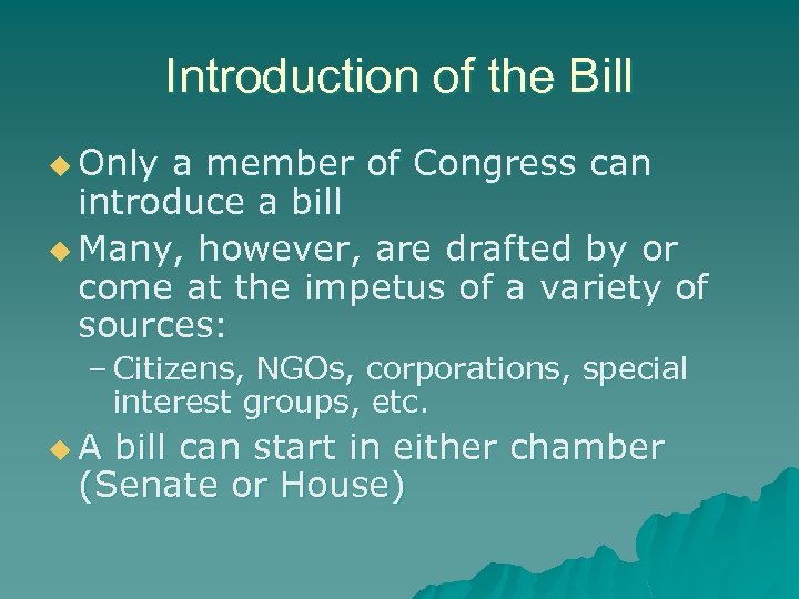 How Legislation is Made Introduction of the