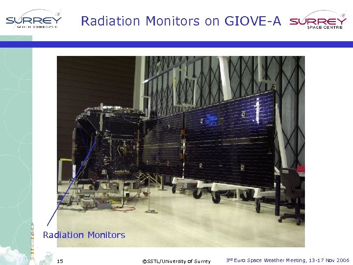 Radiation Monitors on GIOVE-A Radiation Monitors 15 ©SSTL/University of Surrey 3 rd Euro Space