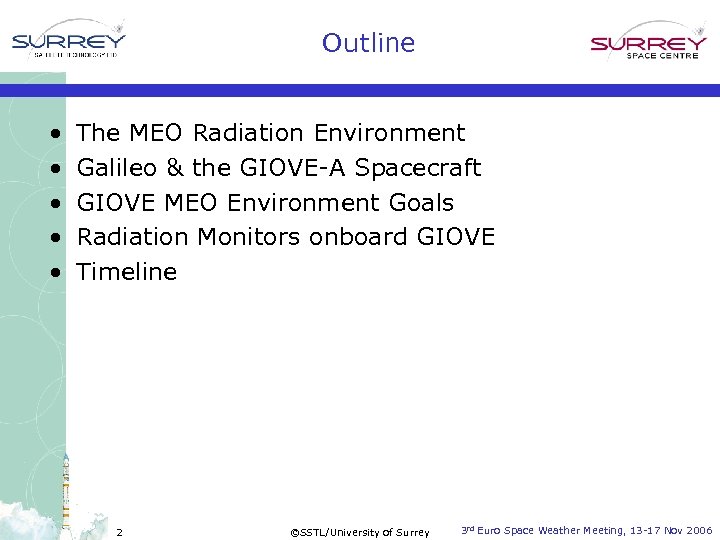 Outline • • • The MEO Radiation Environment Galileo & the GIOVE-A Spacecraft GIOVE