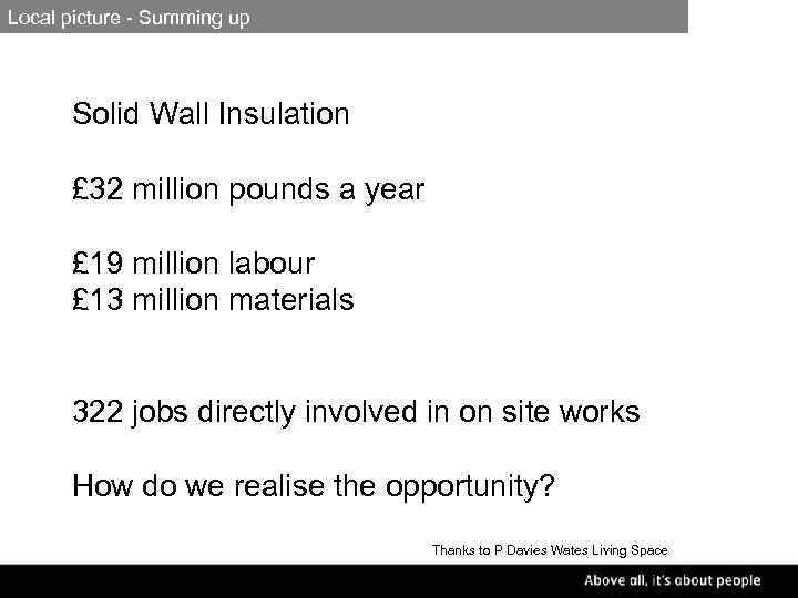 Local picture - Summing up * Solid Wall Insulation £ 32 million pounds a