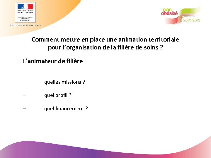 Comment mettre en place une animation territoriale pour l’organisation de la filière de soins