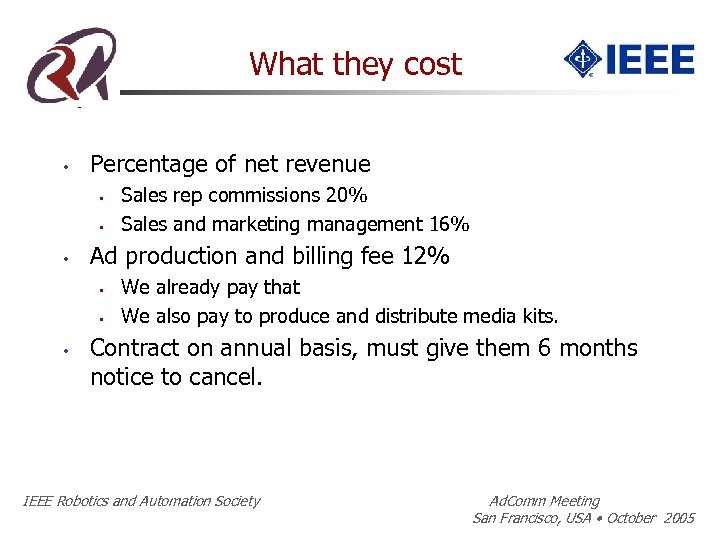 What they cost • Percentage of net revenue • • • Ad production and
