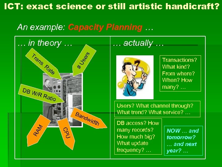 ICT: exact science or still artistic handicraft? handicraft An example: Capacity Planning … an