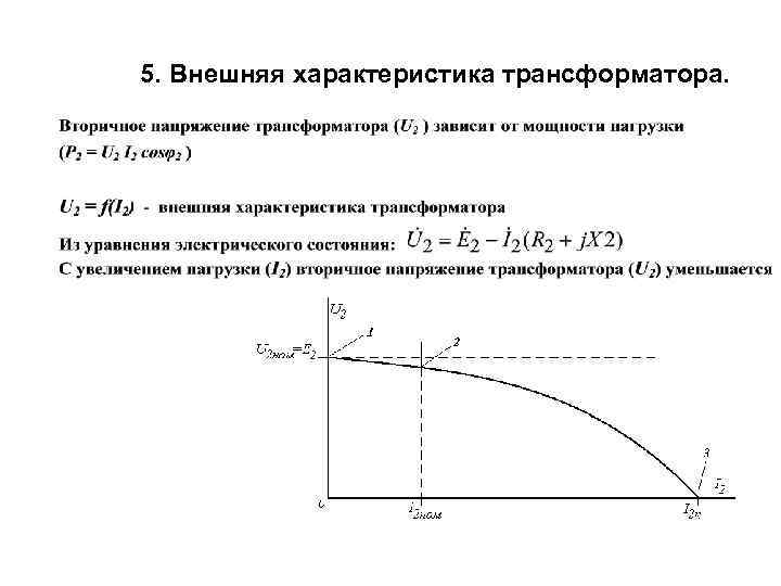 5. Внешняя характеристика трансформатора. 