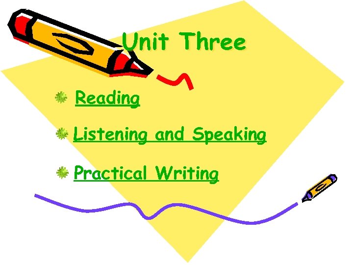 Unit Three Reading Listening and Speaking Practical Writing 